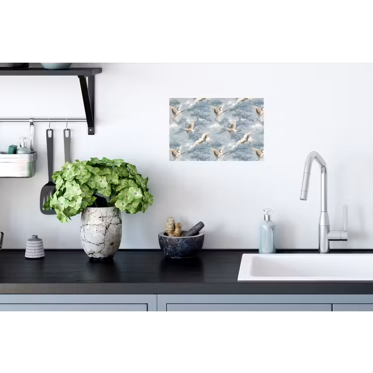 Wolken - Kraanvogels - Blauw Muursticker klein 286 -keuken