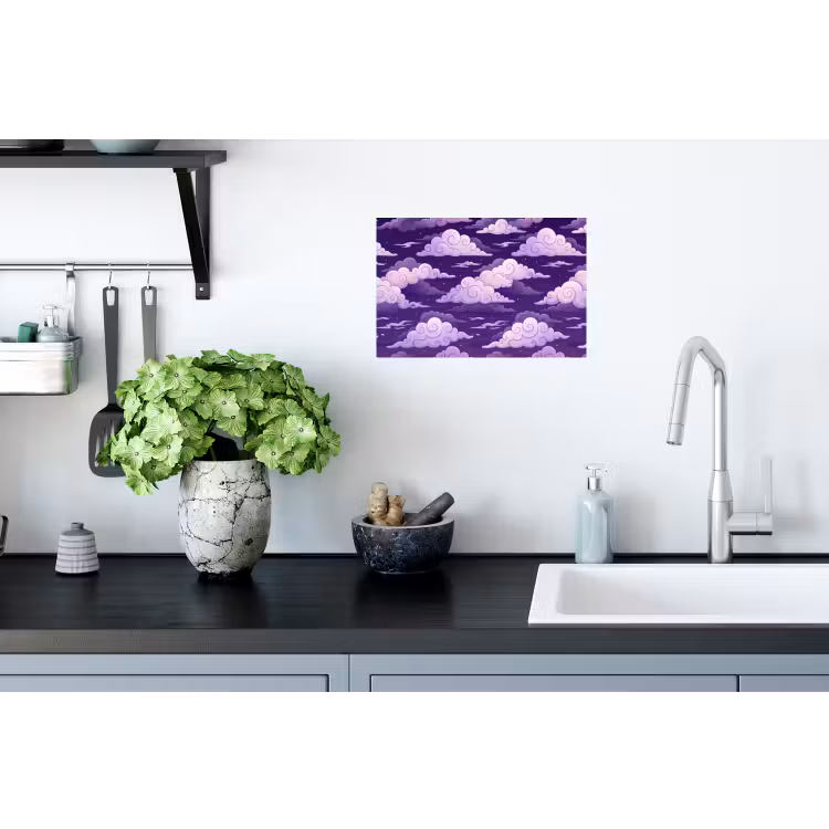 Wolken - Nacht - Natuur - Abstract - Paars Muursticker klein -keuken