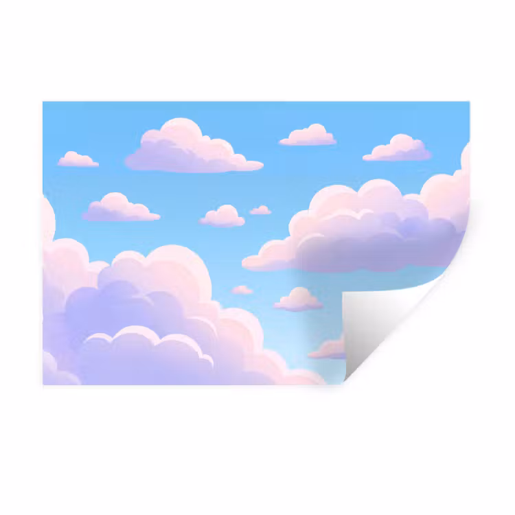 Wolken - Roze - Blauw - Natuur - Modern Muursticker klein -3d