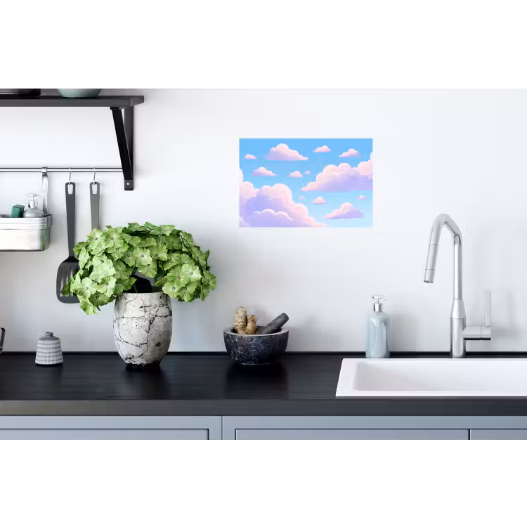 Wolken - Roze - Blauw - Natuur - Modern Muursticker klein -keuken