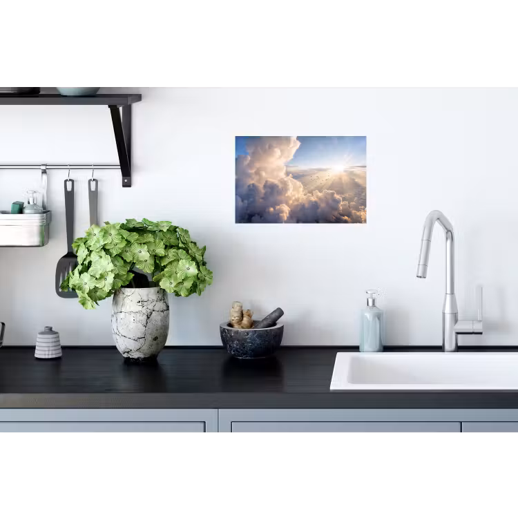 Wolken - Zonnestralen - Natuur - Wit Muursticker klein -keuken