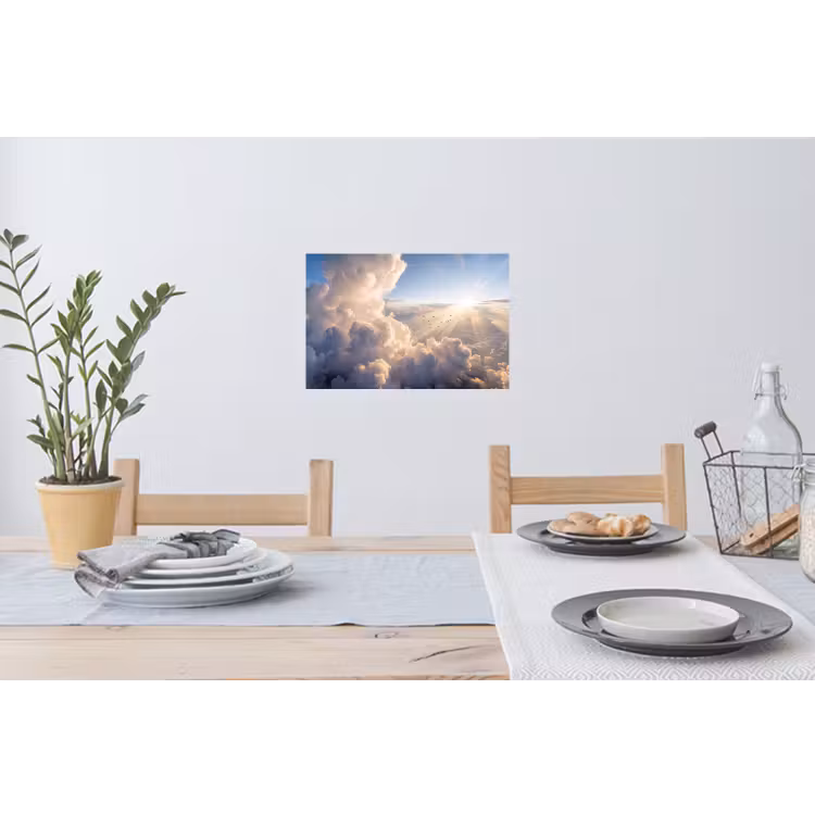Wolken - Zonnestralen - Natuur - Wit Muursticker klein -eettafel