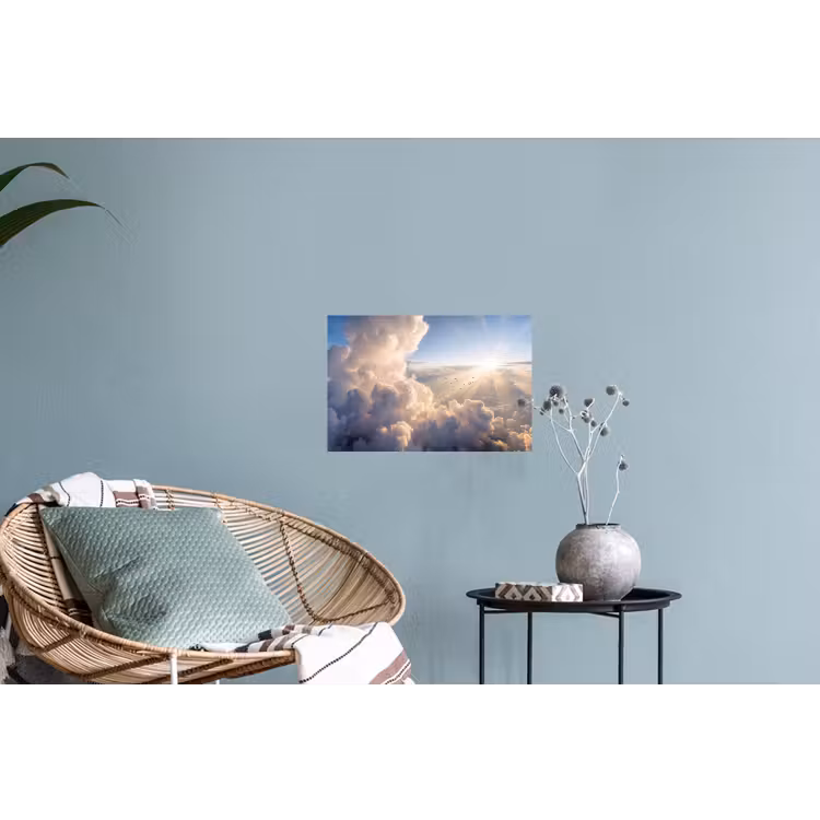 Wolken - Zonnestralen - Natuur - Wit Muursticker klein -plant