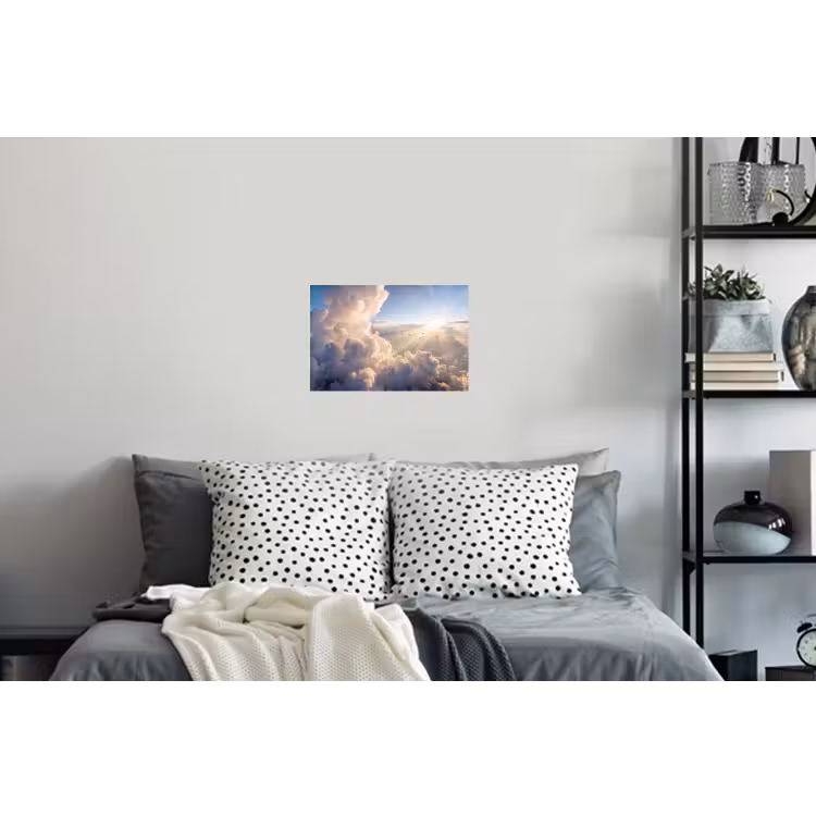 Wolken - Zonnestralen - Natuur - Wit Muursticker klein -slaapkamer