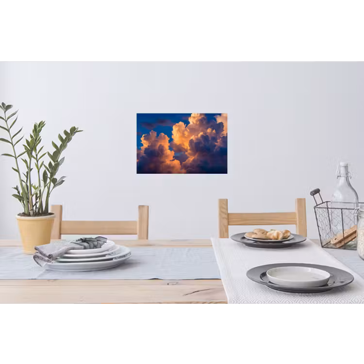 Wolken - Zonsondergang - Natuur - Oranje - Blauw Muursticker klein -eettafel