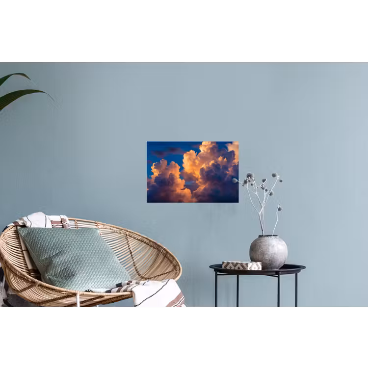 Wolken - Zonsondergang - Natuur - Oranje - Blauw Muursticker klein -plant
