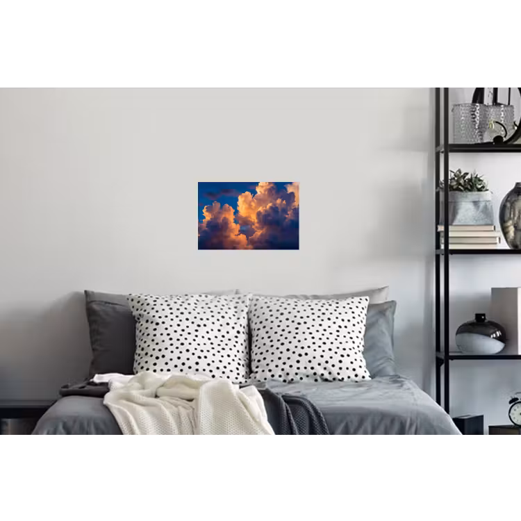 Wolken - Zonsondergang - Natuur - Oranje - Blauw Muursticker klein -slaapkamer