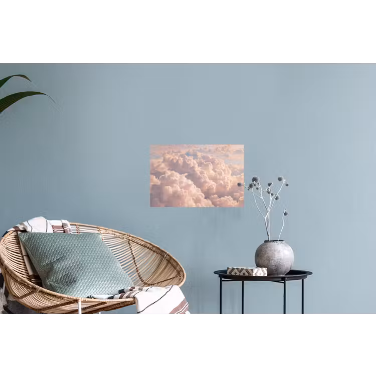 Wolken - Zonsondergang - Natuur - Pastel - Roze Muursticker klein -plant