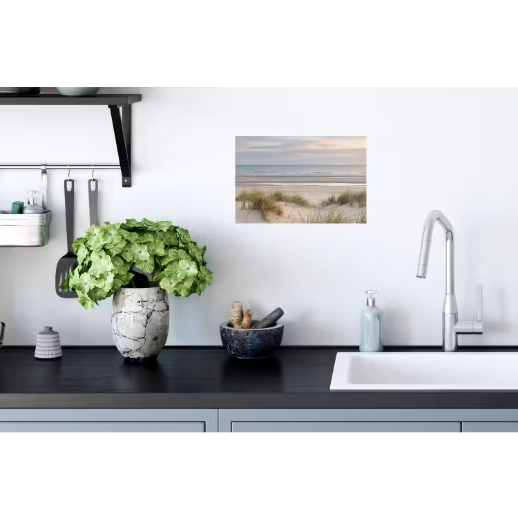 Zandstrand - Bewolkt - Duinen Muursticker klein -keuken