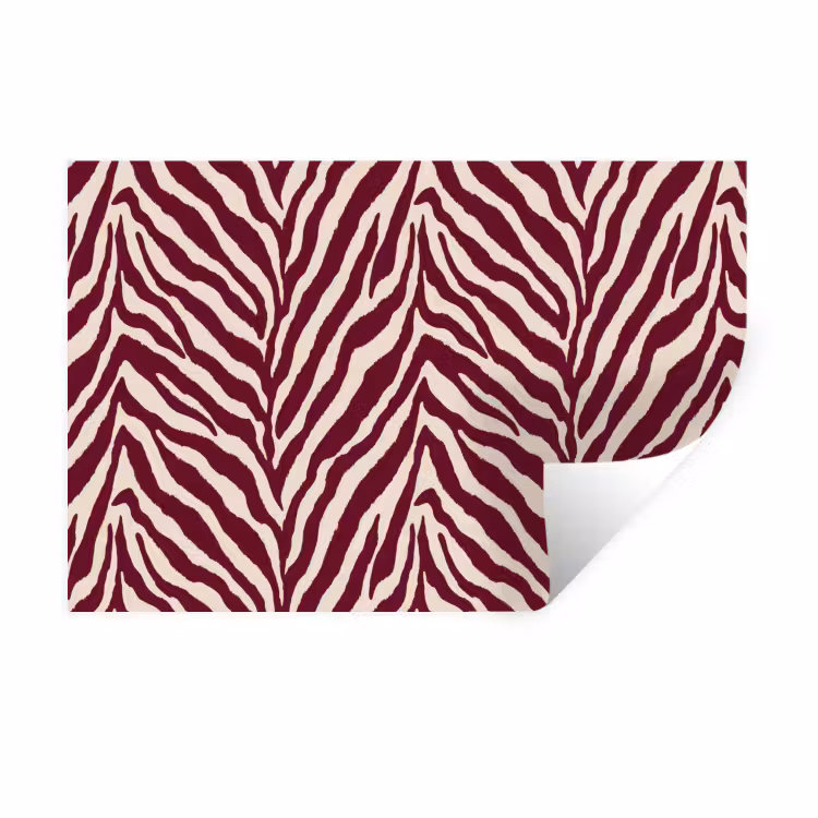 Zebra - Motief - Bordeaux - Rood Muursticker klein 286 -3d