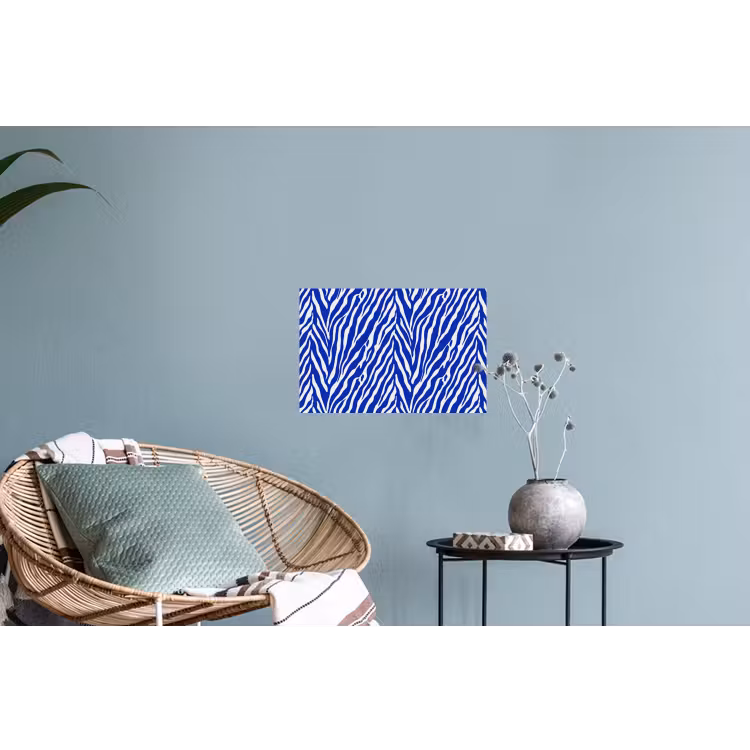 Zebra - Patroon - Kobalt - Blauw Muursticker klein 286 -plant