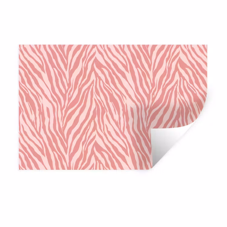 Zebra - Print - Roze Muursticker klein 286 -3d