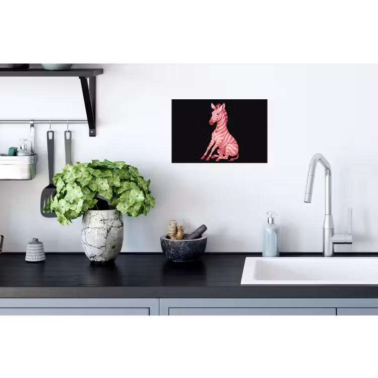 Zebra - Roze - Gestreept Muursticker klein -keuken