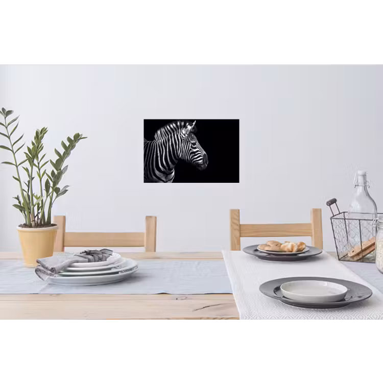 Zebra - Zwart - Wit - Portret - Dieren Muursticker klein -eettafel