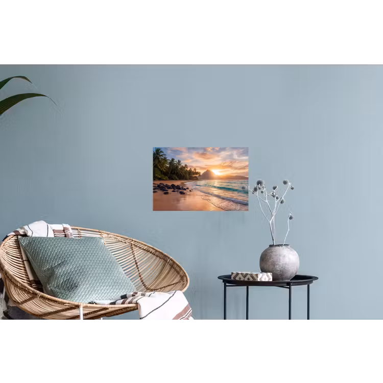 Zee - Berg - Landschap - Tropisch - Goud Muursticker klein -plant