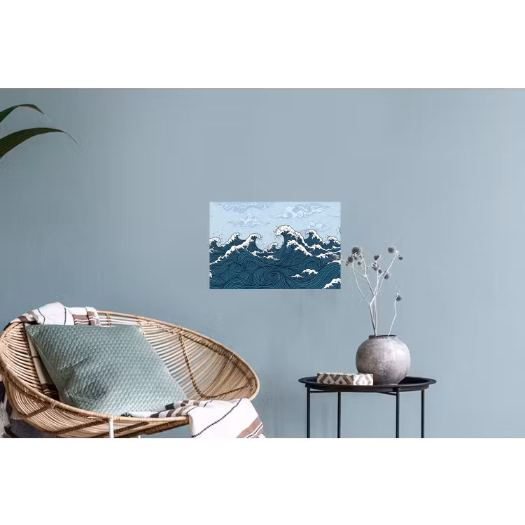 Zee - Golven - Japans - Natuur - Blauw Muursticker klein -plant