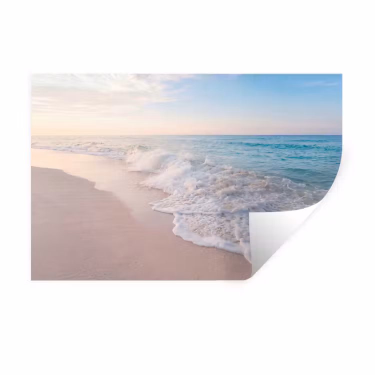 Zee - Golven - Strand - Natuur - Wit Muursticker klein -3d