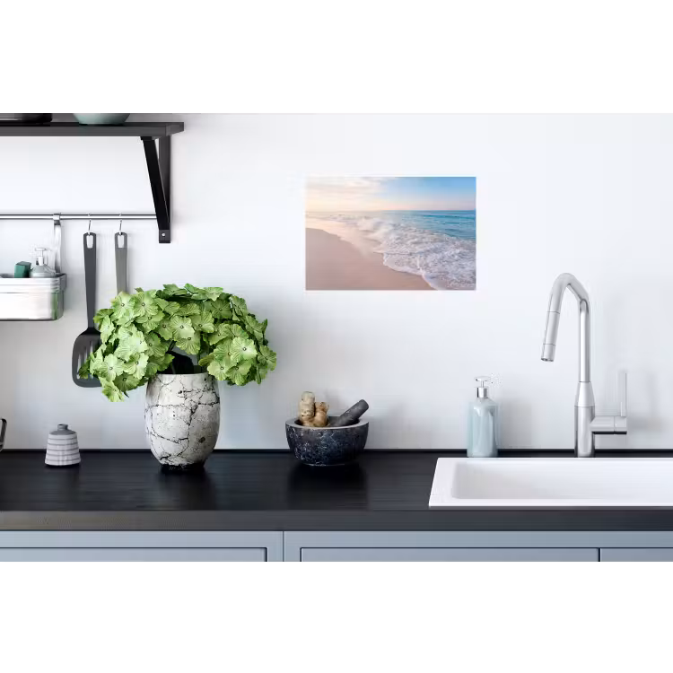 Zee - Golven - Strand - Natuur - Wit Muursticker klein -keuken
