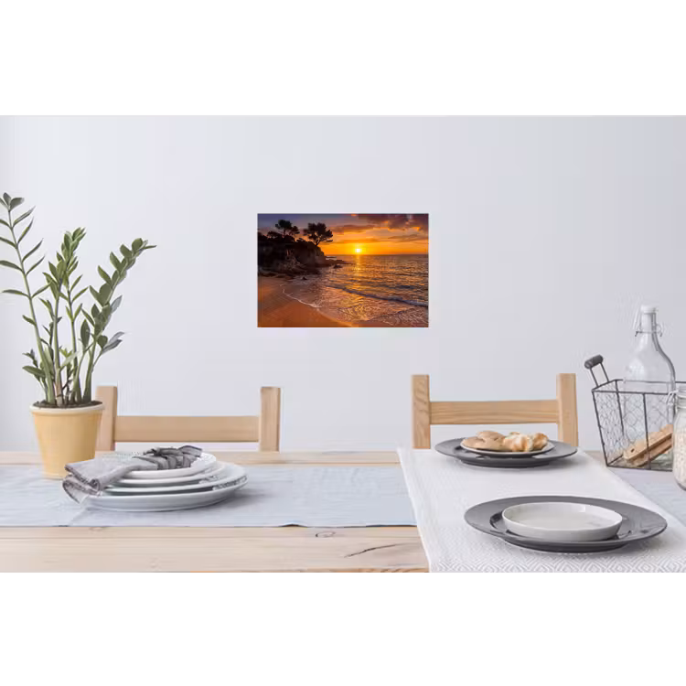 Zee - Kust - Zonsondergang - Natuur - Oranje Muursticker klein -eettafel
