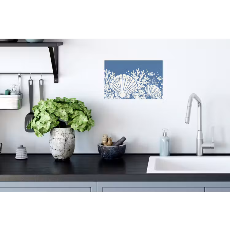 Zeeleven - Koraal - Schelp - Vis - Illustratie - Onderwater Muursticker klein -keuken