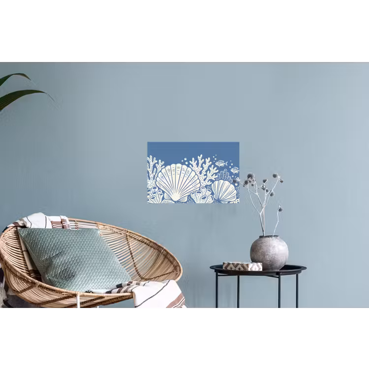Zeeleven - Koraal - Schelp - Vis - Illustratie - Onderwater Muursticker klein -plant