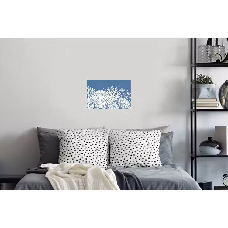 Zeeleven - Koraal - Schelp - Vis - Illustratie - Onderwater Muursticker klein -slaapkamer