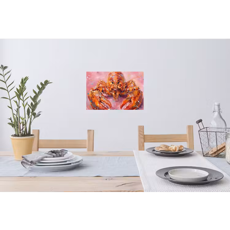 Zeeleven - Kreeft - Spatters - Abstract - Roze Muursticker klein -eettafel