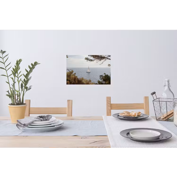 Muursticker - Zeilboot - bomen - water - Zeilboot - bomen - water Muursticker klein