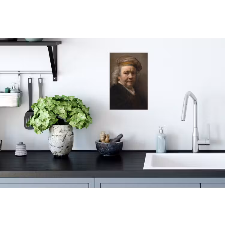Zelfportret - Schilderij van Rembrandt van Rijn Muursticker klein -keuken