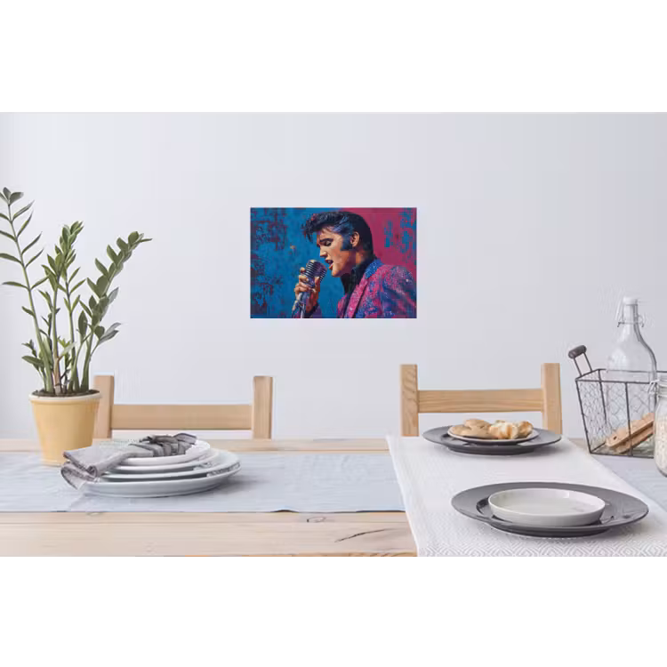 Zingende man - Glitterjas - Microfoon Muursticker klein -eettafel