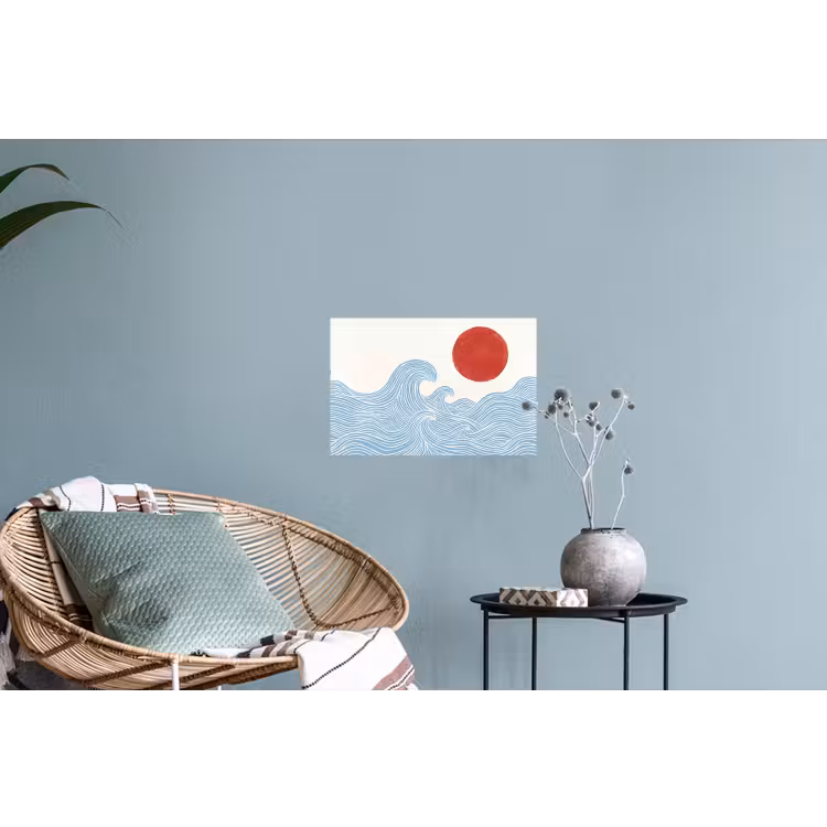 Zon - Golven - Oceaan - Abstract - Rood Muursticker klein -plant