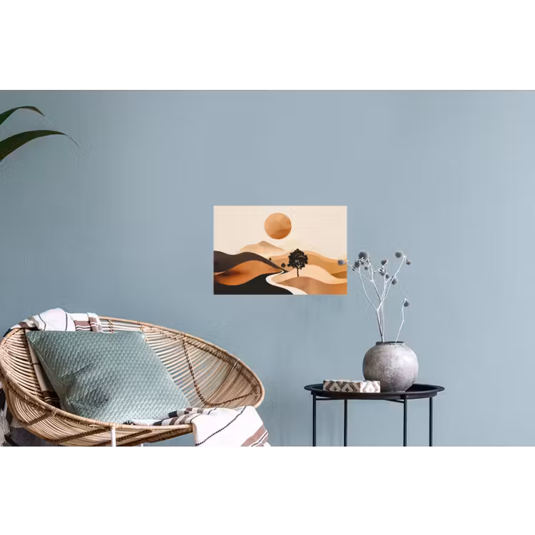 Zon - Heuvels - Boom - Abstract Muursticker klein -plant