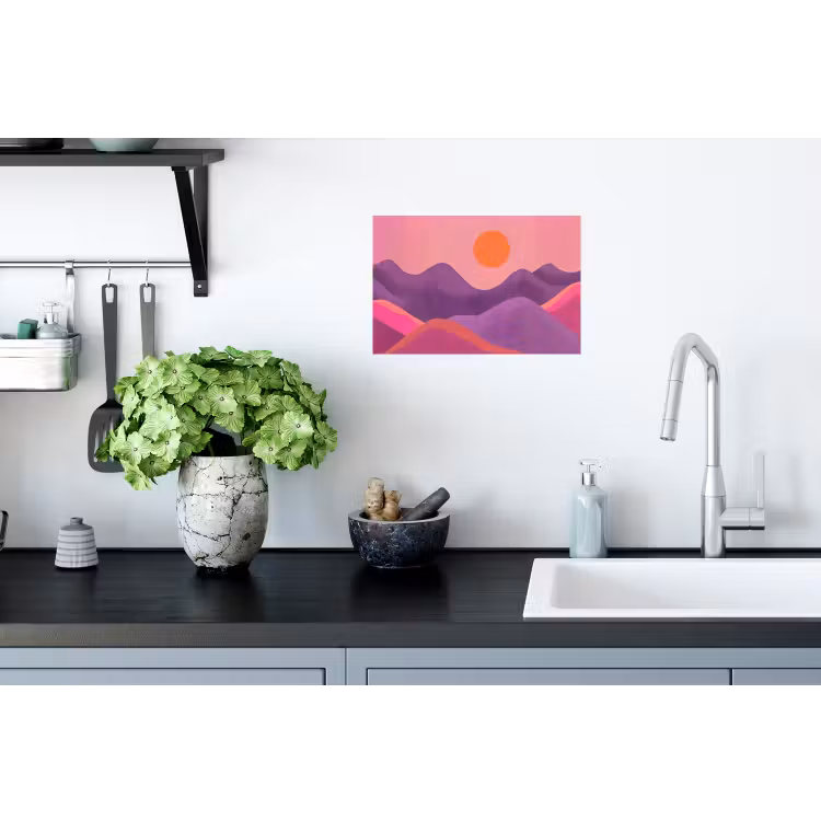 Zon - Heuvels - Paars - Abstract Muursticker klein -keuken