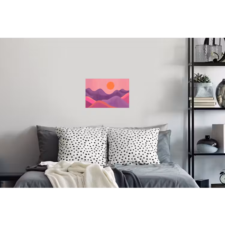 Zon - Heuvels - Paars - Abstract Muursticker klein -slaapkamer