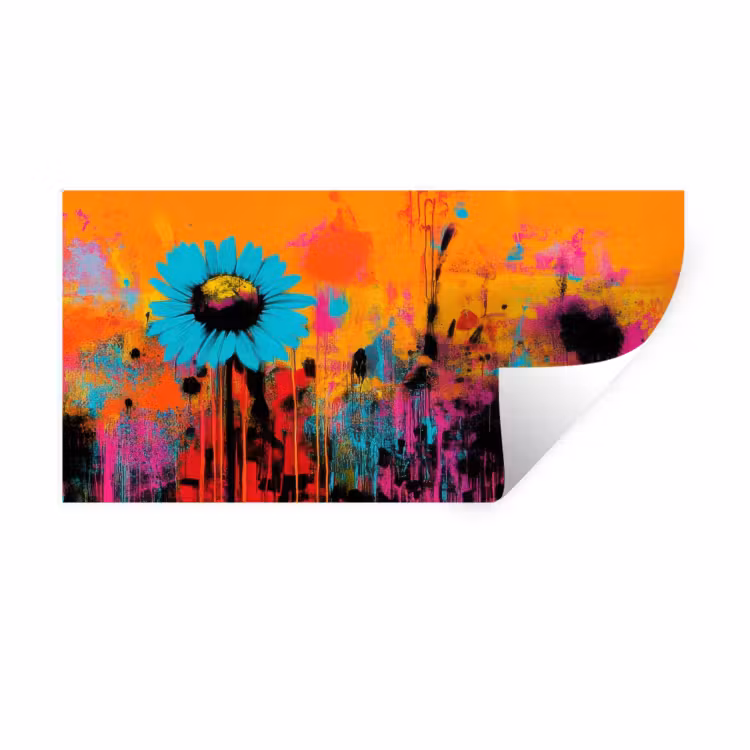 Zonnebloemen - Abstract - Oranje Muursticker klein -3d