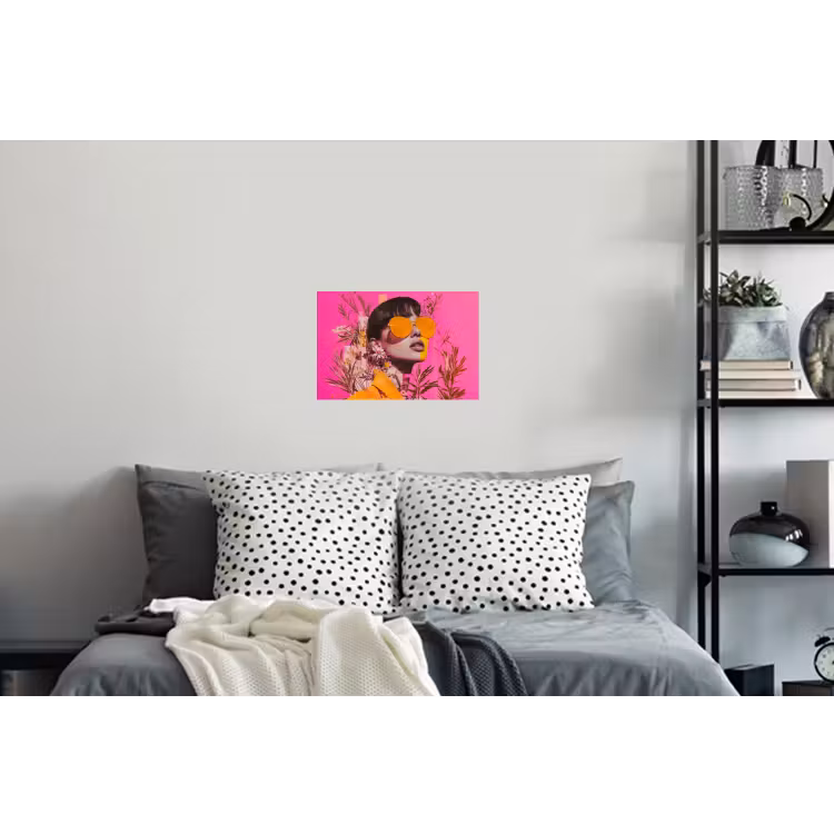 Zonnebril - Oranje - Vrouw - Planten Muursticker klein -slaapkamer