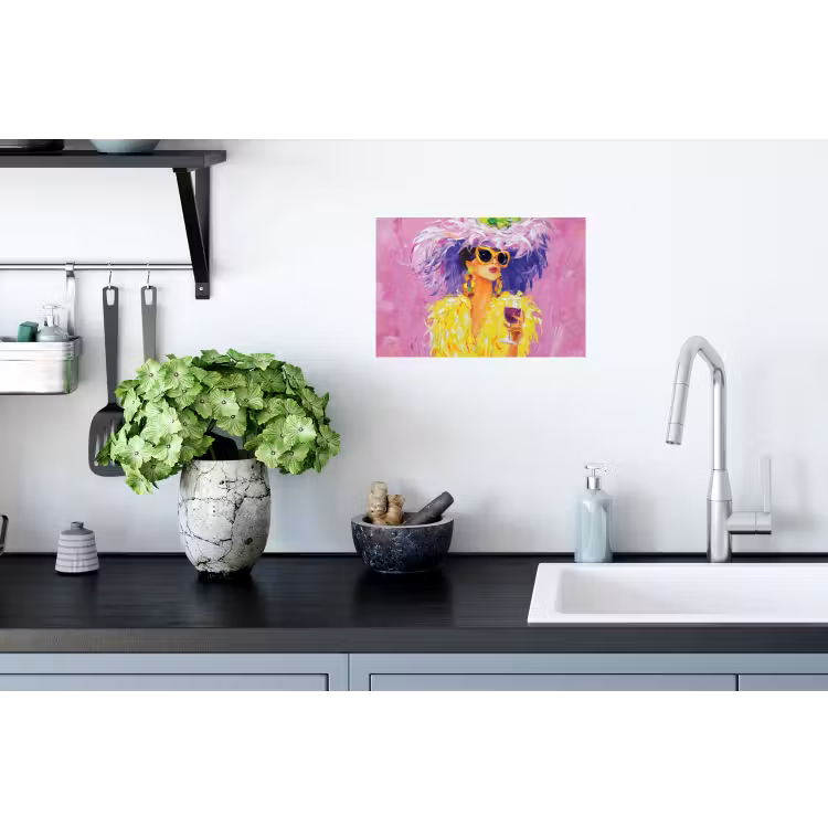Zonnebril - Vrouw - Jas - Veren Muursticker klein -keuken