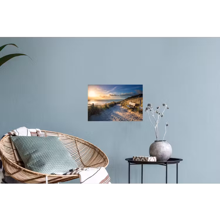 Zonsondergang - Strand - Duin - Gras - Bank Muursticker klein -plant