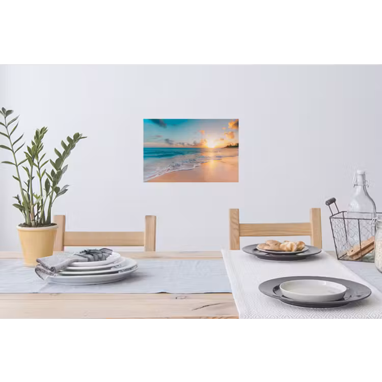 Zonsondergang - Strand - Zee - Zomer - Blauw Muursticker klein -eettafel