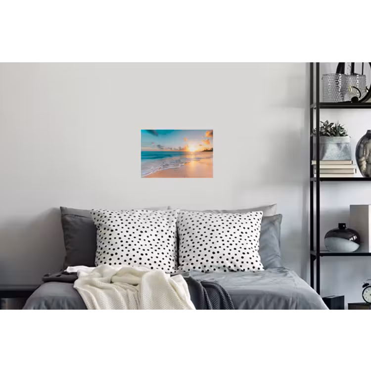 Zonsondergang - Strand - Zee - Zomer - Blauw Muursticker klein -slaapkamer