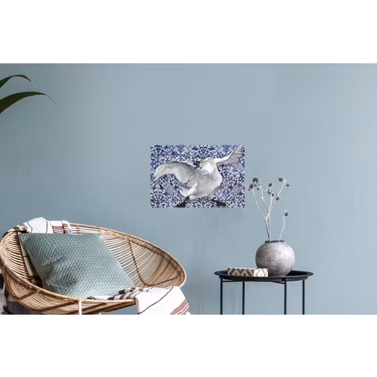 Zwaan - Kunst - Delfts blauw - Schilderij - Oude meesters Muursticker klein -plant