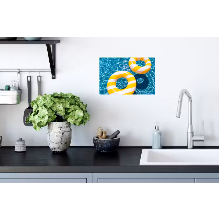 Zwembad - Zwembanden - Zomer - Geel - Blauw Muursticker klein -keuken