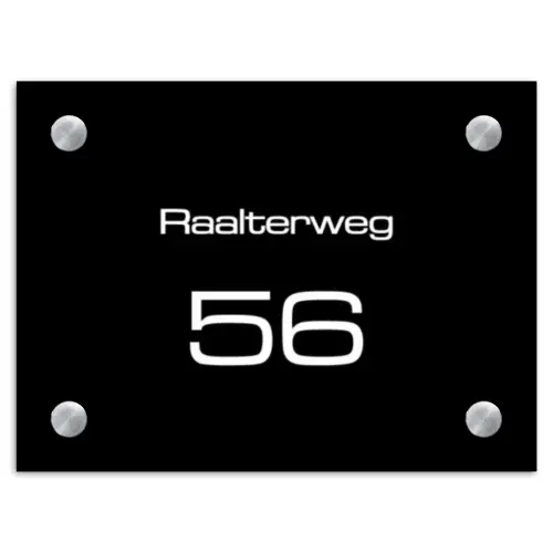 Effen - Zwart - Modern Naambord Rechthoek middel -3d