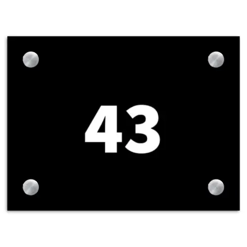 Effen - Zwart - Traditioneel Naambord Rechthoek middel -3d
