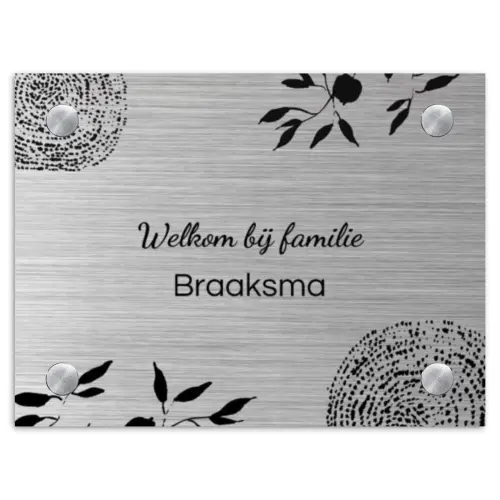 Illustraties - Metaal - Sierlijk Naambord Rechthoek middel -3d