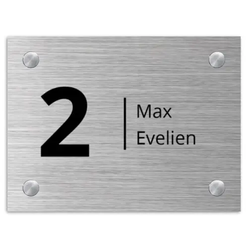 Metaaleffect - Modern Naambord Rechthoek middel -3d
