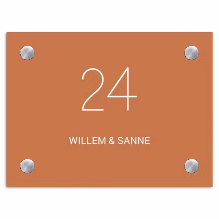 Terracotta - Klassiek Naambord Rechthoek middel -3d