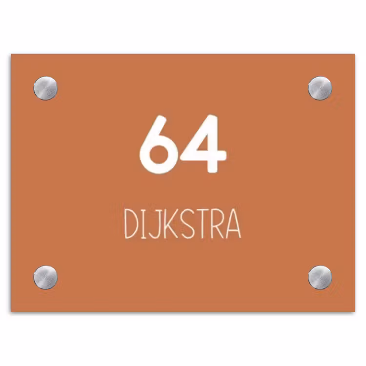 Terracotta - Modern Naambord Rechthoek middel -3d