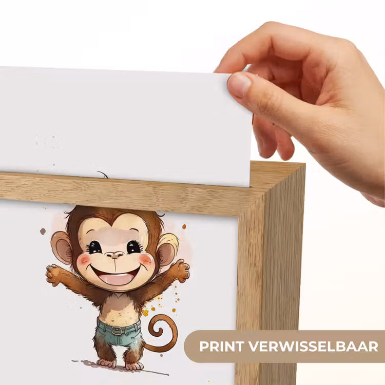 Aap - Bruin - Waterverf - Dieren - Meiden - Jongens Light Box met kabel (Kinderlampje) klein -USP_websiteprintNL