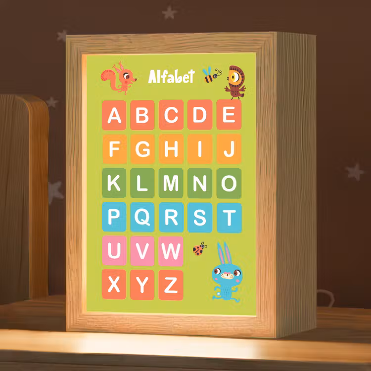 Alfabet - Educatief - Letters leren voor kinderen - Groen - Dieren Light Box met kabel klein -zzz_3d_website